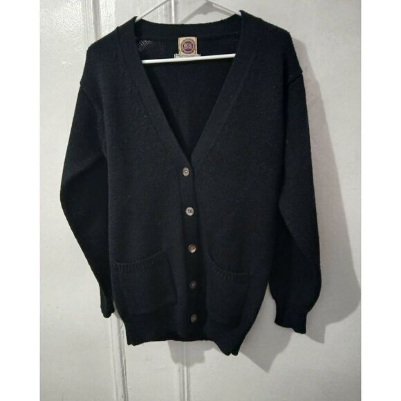 Vintage saks fifth Avenue HAND FRAMED black wool cardigan sweater womens small - Picture 1 of 4